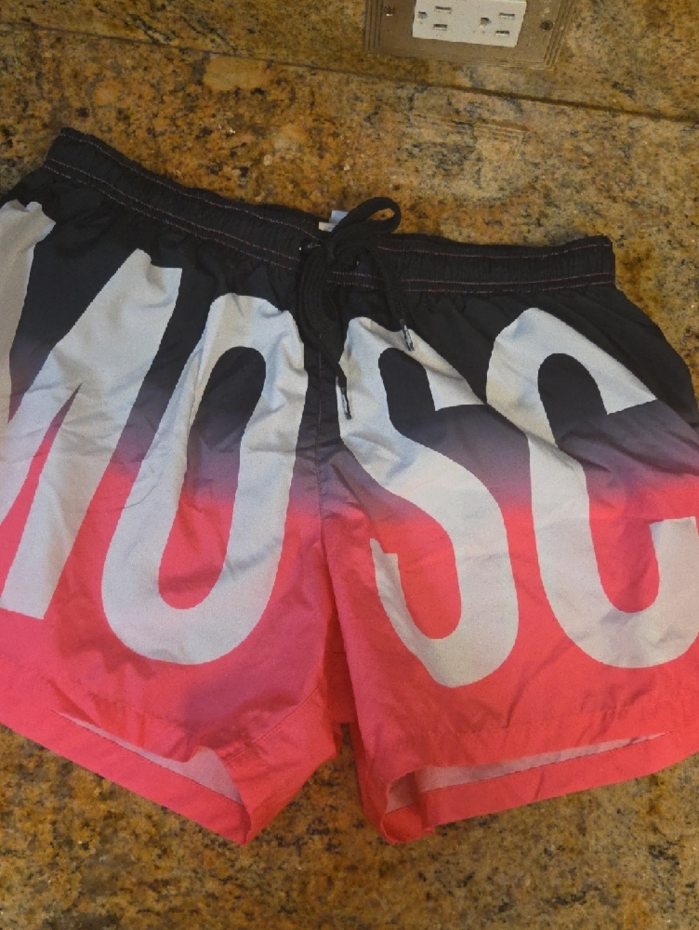 Moschino Pink White Black Ombre Swim Shorts For Mens In Large Size